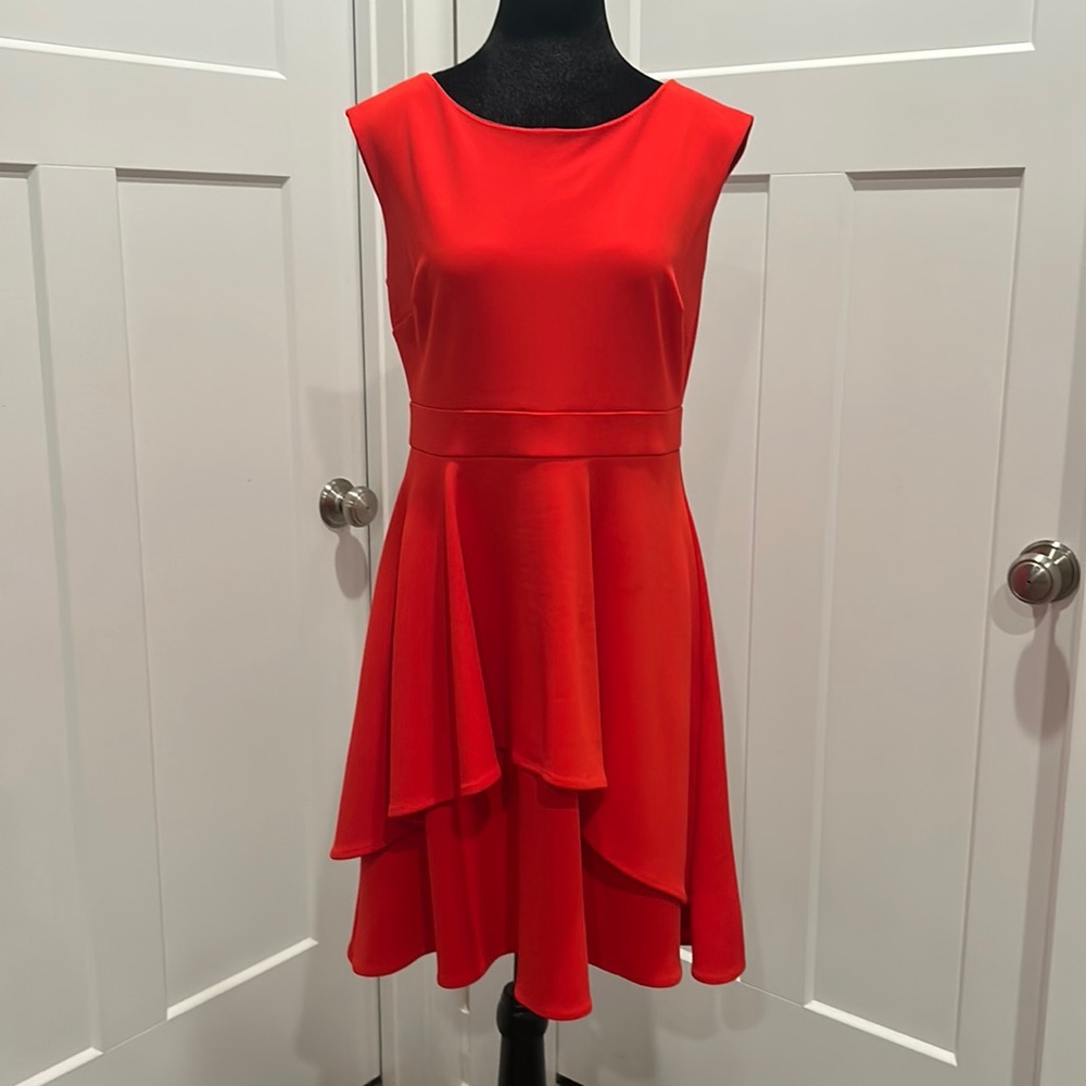 Shelby and Palmer Red Dress, size 6, sleeveless with ruffle skirt.